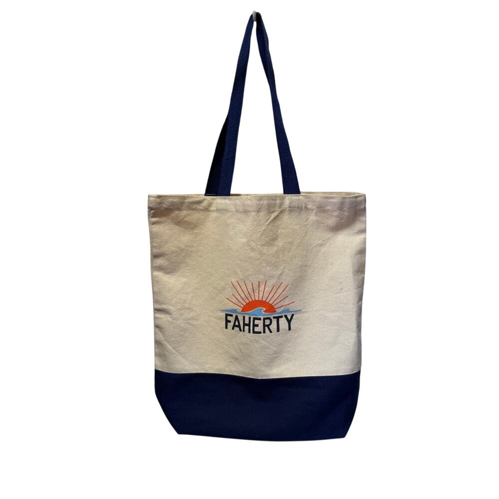 Faherty Canvas Logo Tote-Blue